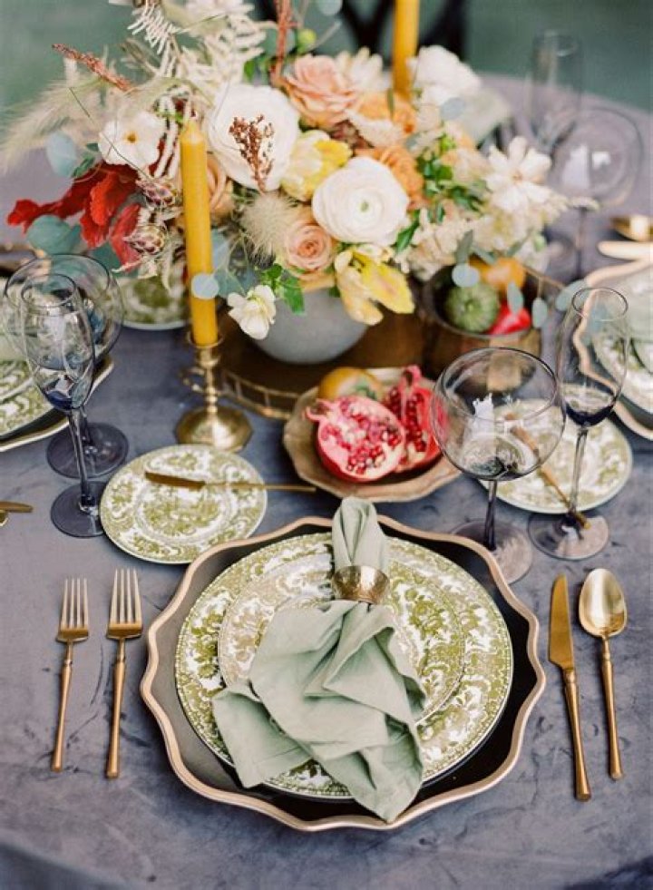 a table with plates and food