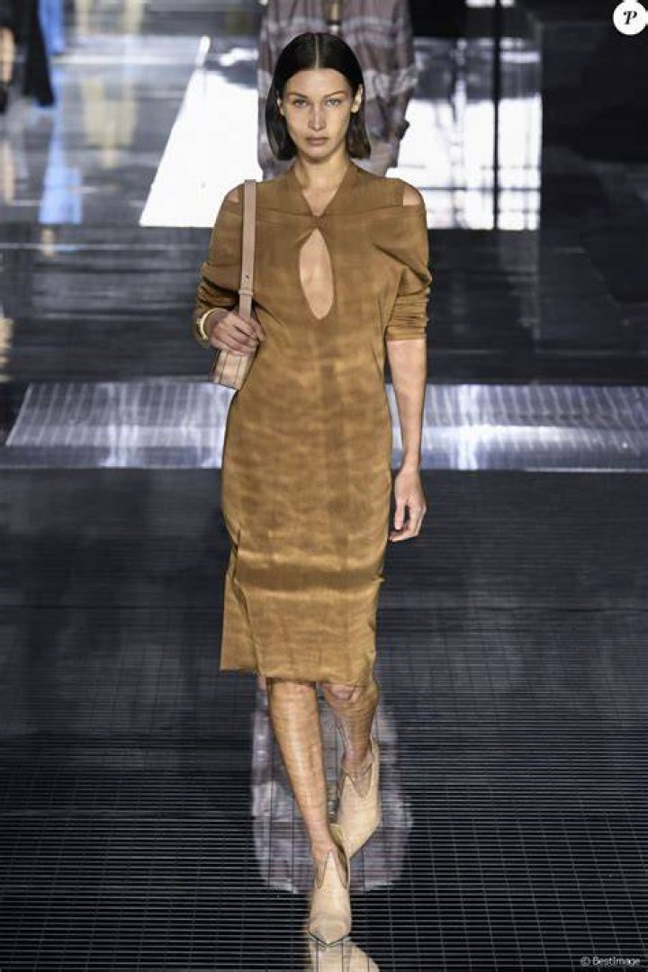 bella hadid in a burberry trench