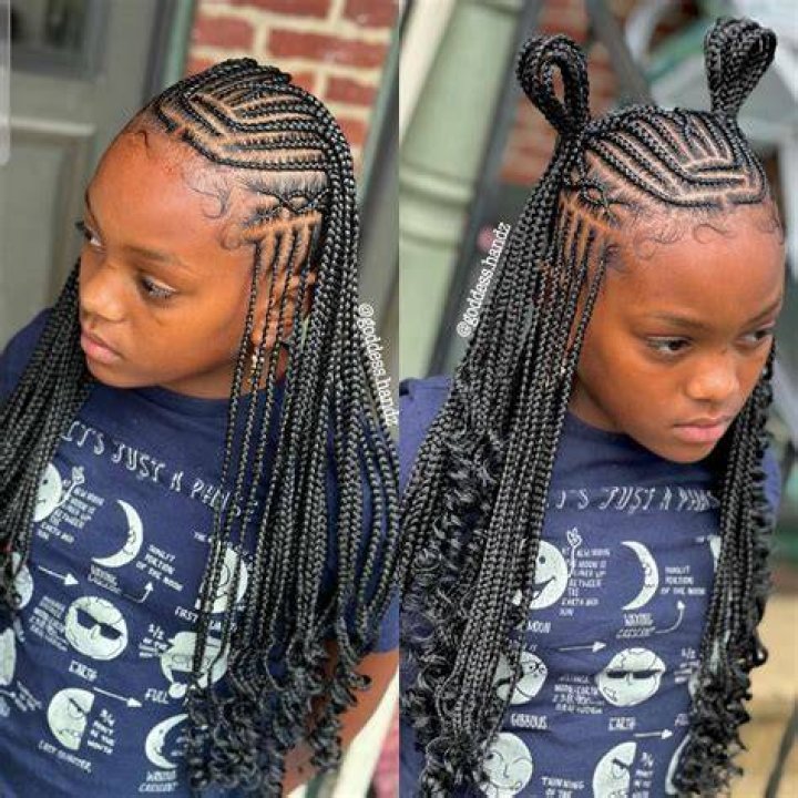 Cornrows with multi-coloured bangs