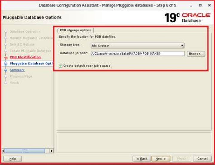 Creating a single instance Oracle Pluggable Database - Documentation for BMC Database Automation 8.9