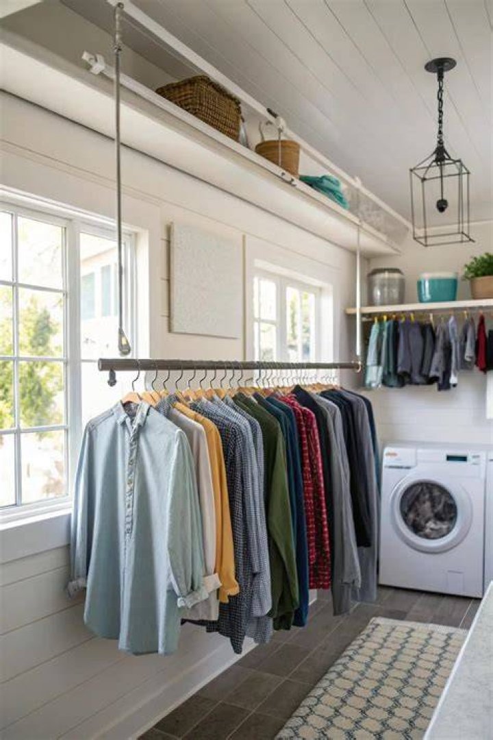 Drying Rod in Laundry Room