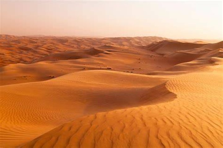 Dubai sand dunes in a bright pink and purple and orange sunset