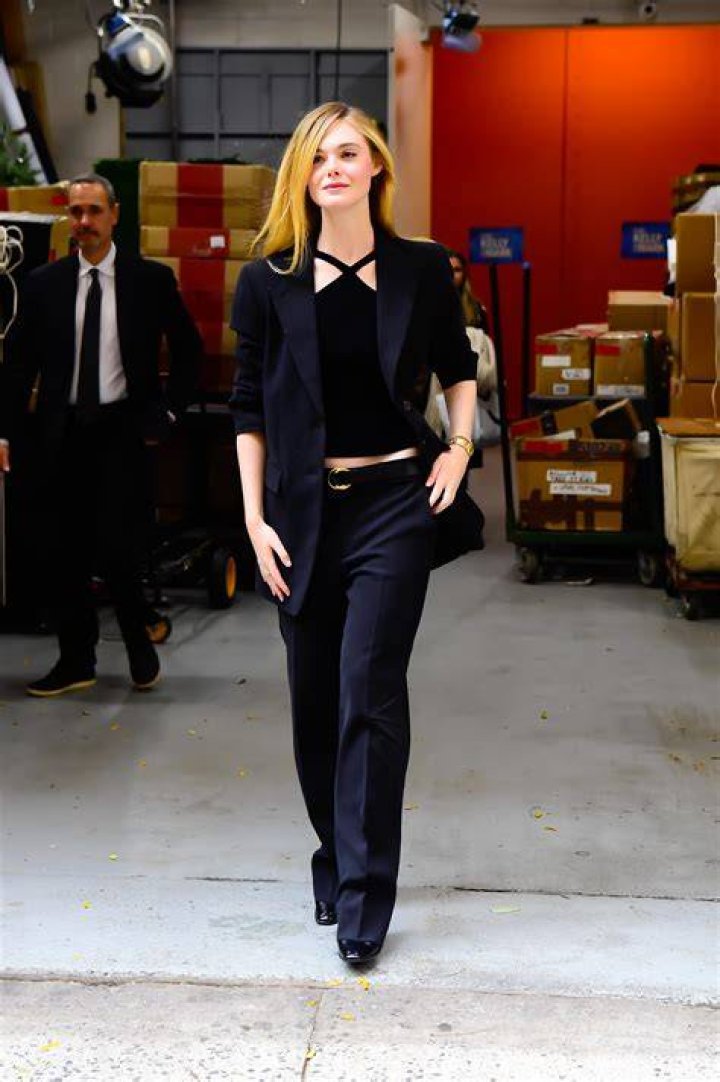 Elle Fanning Puts a Feminine Spin on a Relaxed Suit Look
