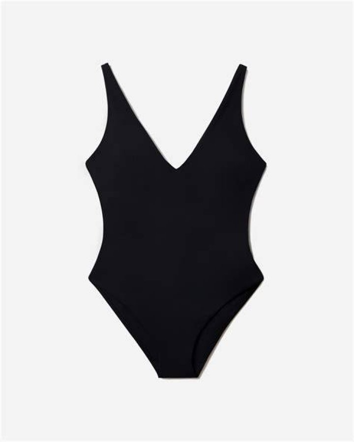 everlane the v-neck one piece, sustainable swimwear