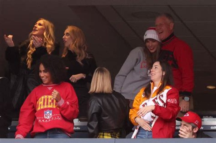 foxborough, massachusetts december 17 taylor swift, brittany mahomes, and ashley avignone cheer after a kansas city chiefs touchdown during the second quarter against the new england patriots at gillette stadium on december 17, 2023 in foxborough, massachusetts photo by maddie meyergetty images