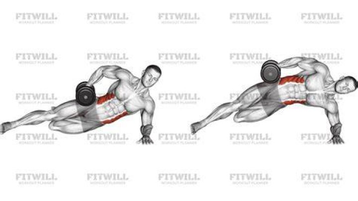 Ejercicios abdominales con mancuerna Giro oblicuo con mancuerna