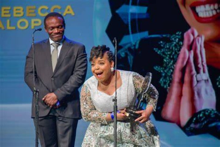 Gospel singer Dr Rebecca Malope performing with Godfrey Mahlangu on 'eNCA'.