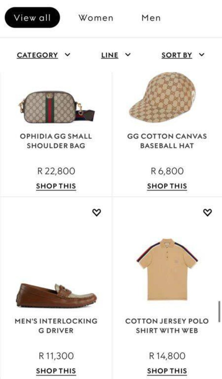 Gucci prices in South Africa