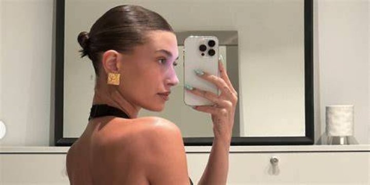 Hailey Bieber's Sleek Halter Top Is Completely Backless