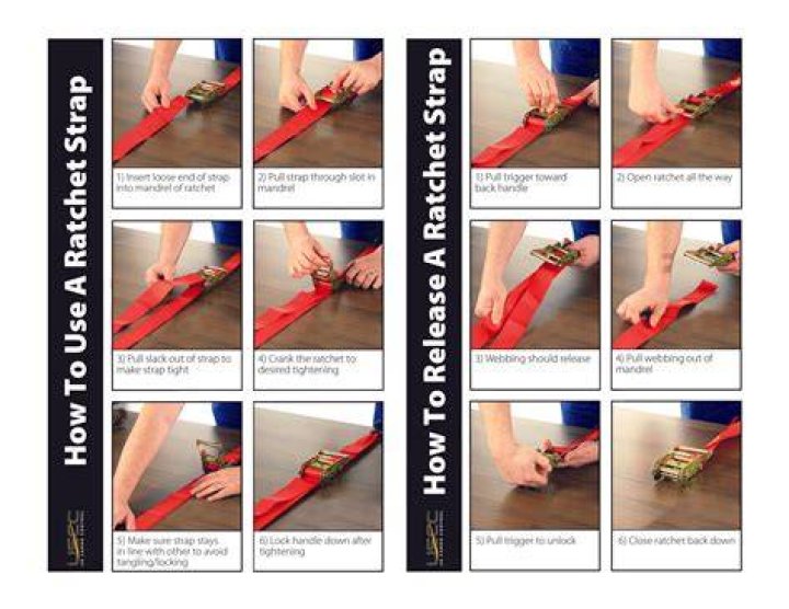 hand securing Ratchet Straps on large wooden load