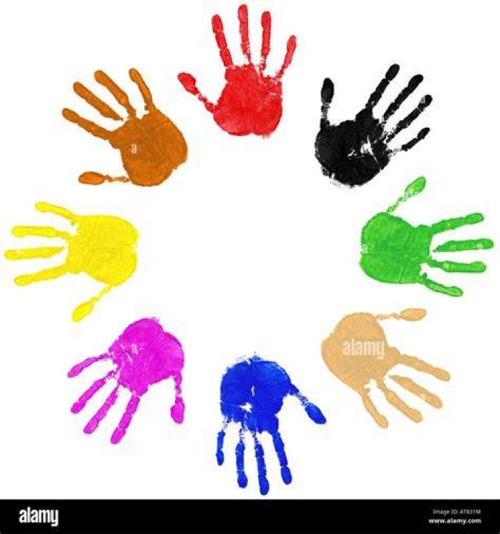 Hands in circle painted with red heart