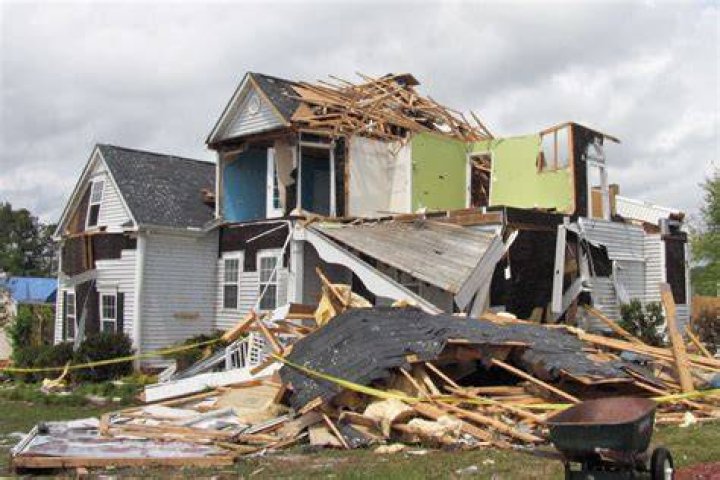 Homes are damaged after a tornado swept through in Arabi, Louisiana. Photo / AP