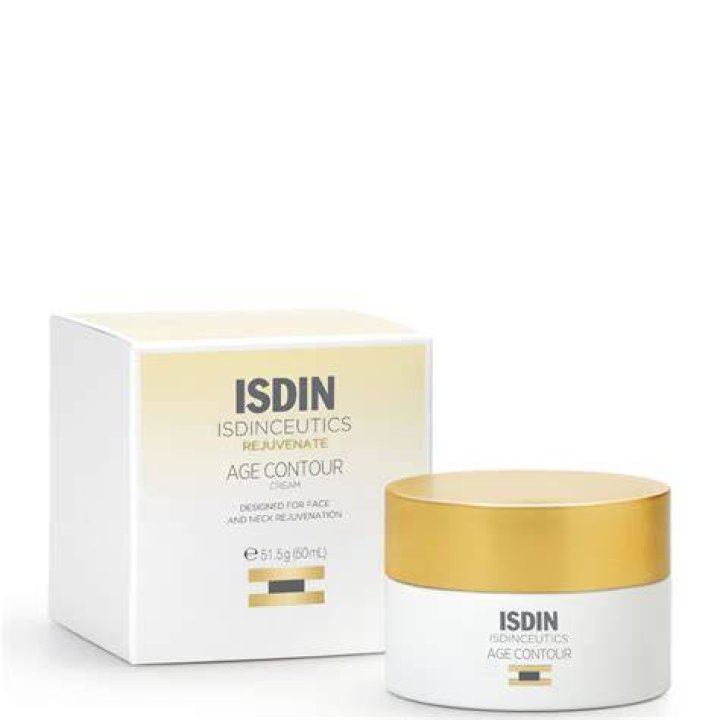 isdin age contour cream from the isdin black friday sale, unlidded on a white background