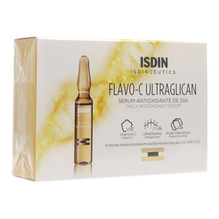 Isdinceutics Flavo-C Ultraglican box of ampoules from the isdin black friday sale on a white background