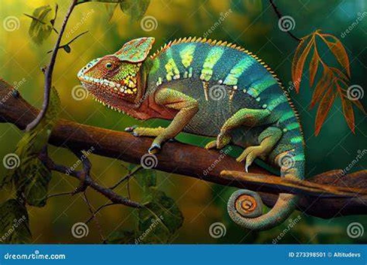 Jackson&rsquo;s Chameleon on tree branch