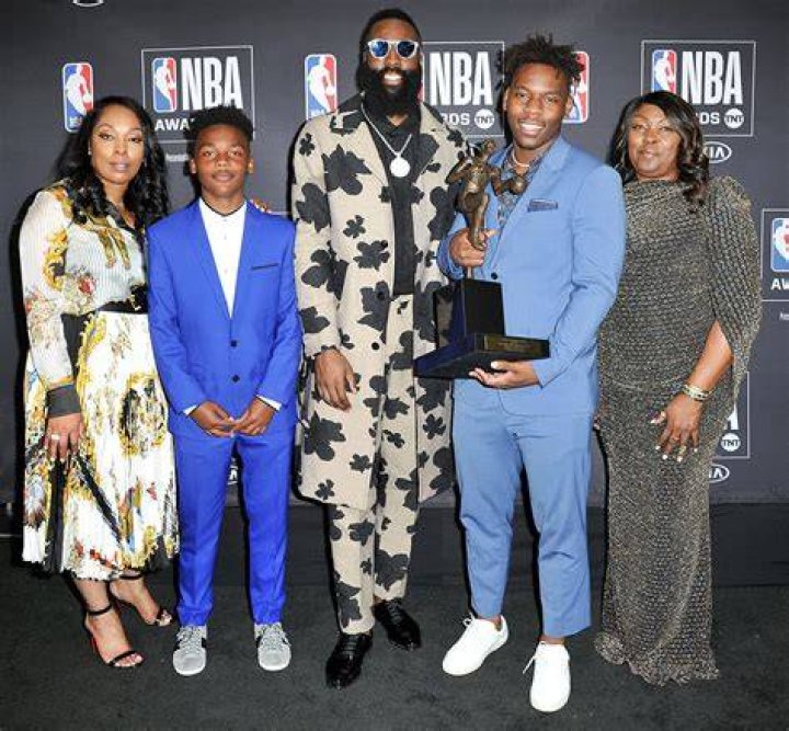 James Harden with his mom, Monja Willis, during the 2018 NBA Awards at Barker Hangar on 25 June 2018 in Santa Monica, California.