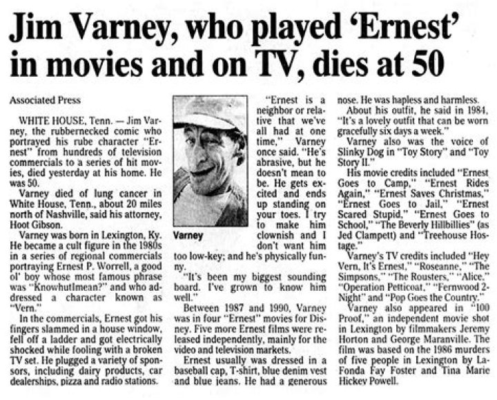 Jim Varney Net Worth at Death, Date, Place and Cause of Death, Family, etc