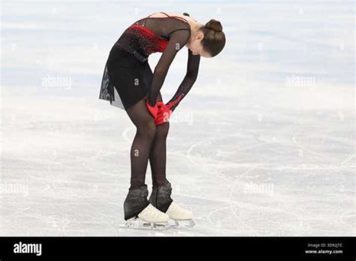 Kamila Valieva breaks down following her routine. Photo / AP
