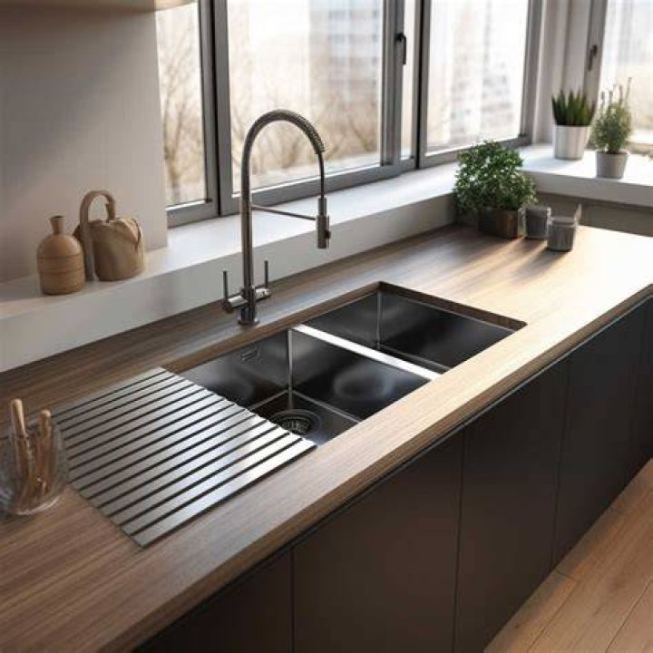 Kitchen interior with sink and different supplies
