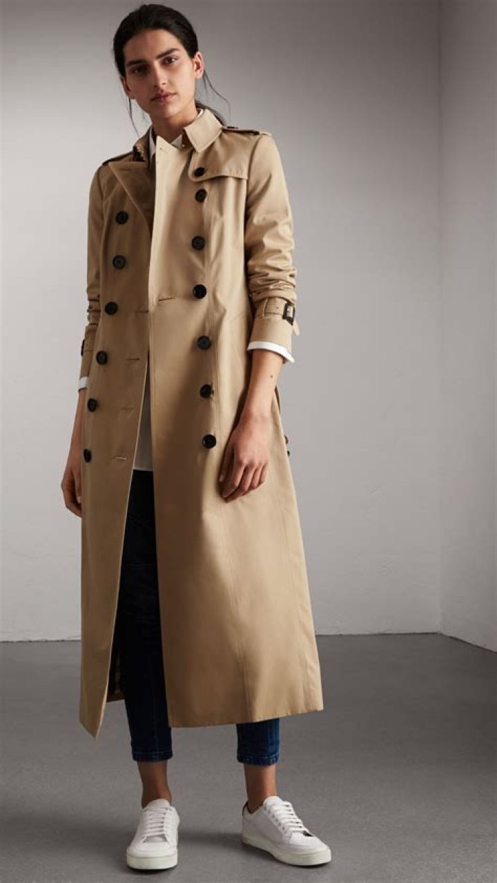 Long Gabardine Trench Coat 