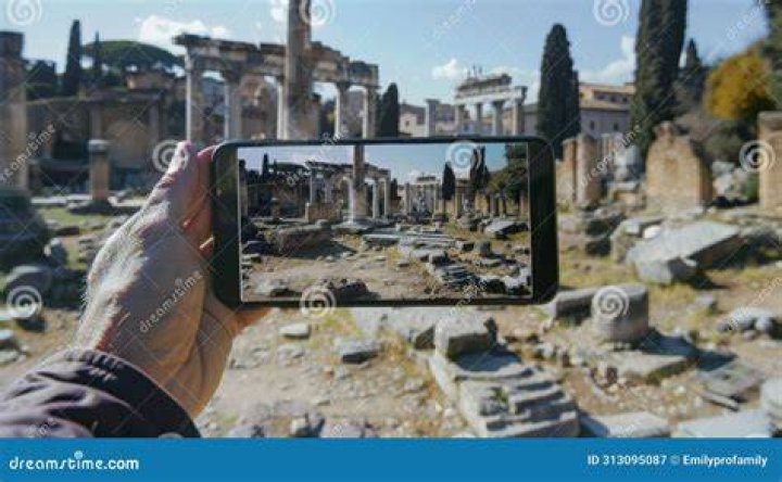 person taking pictures of ruins