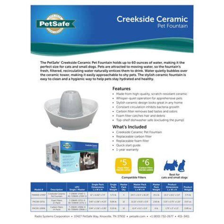 PetSafe Creekside Ceramic Dog & Cat Fountain