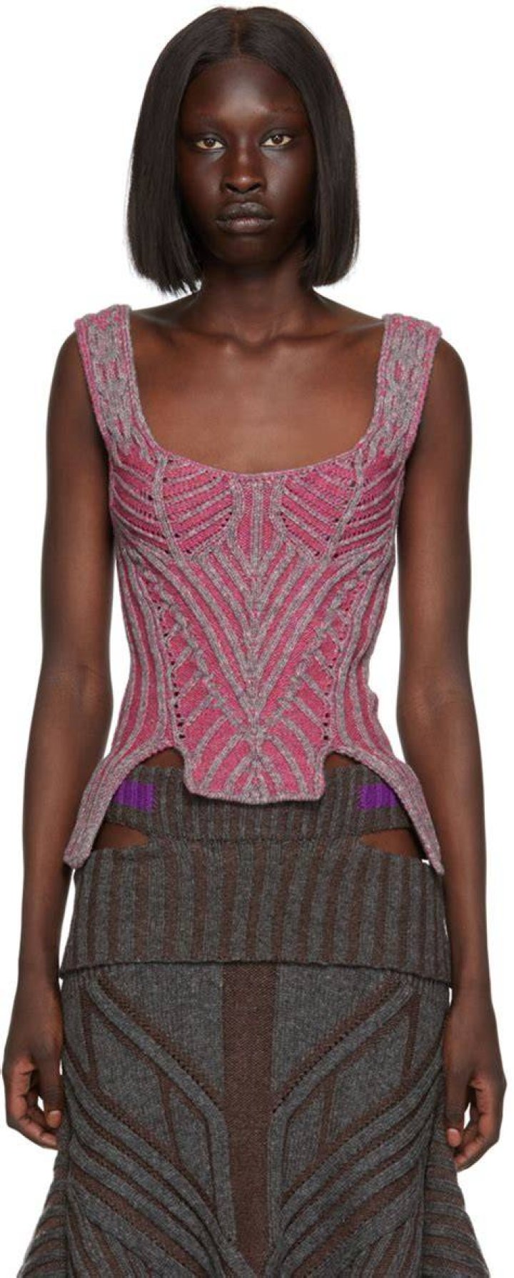 Pink & Gray Warrior Corset Tank Top