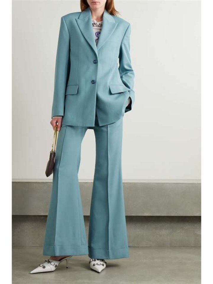 Pintucked Recycled Grain de Poudre Flared Pants
