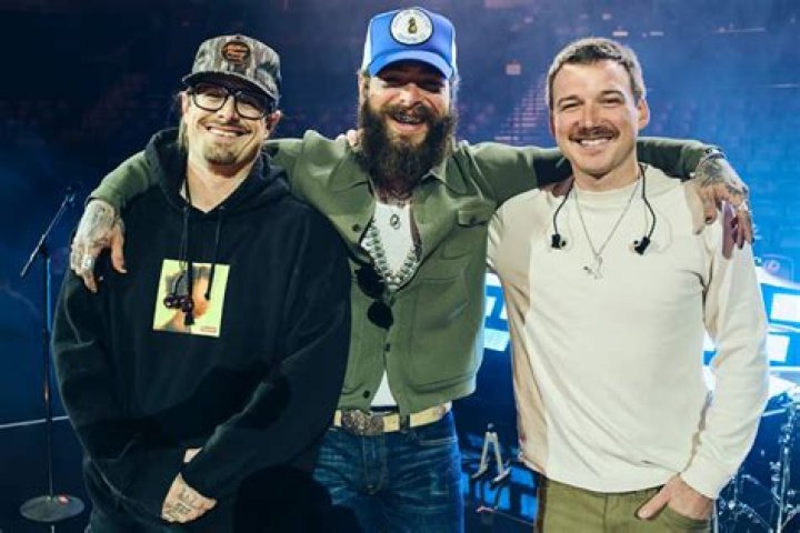 Post Malone alongside producers Andrew Watt and Louis Bell visit SiriusXM's 'The Howard Stern Show' in Los Angeles, California. Photo / Getty Images