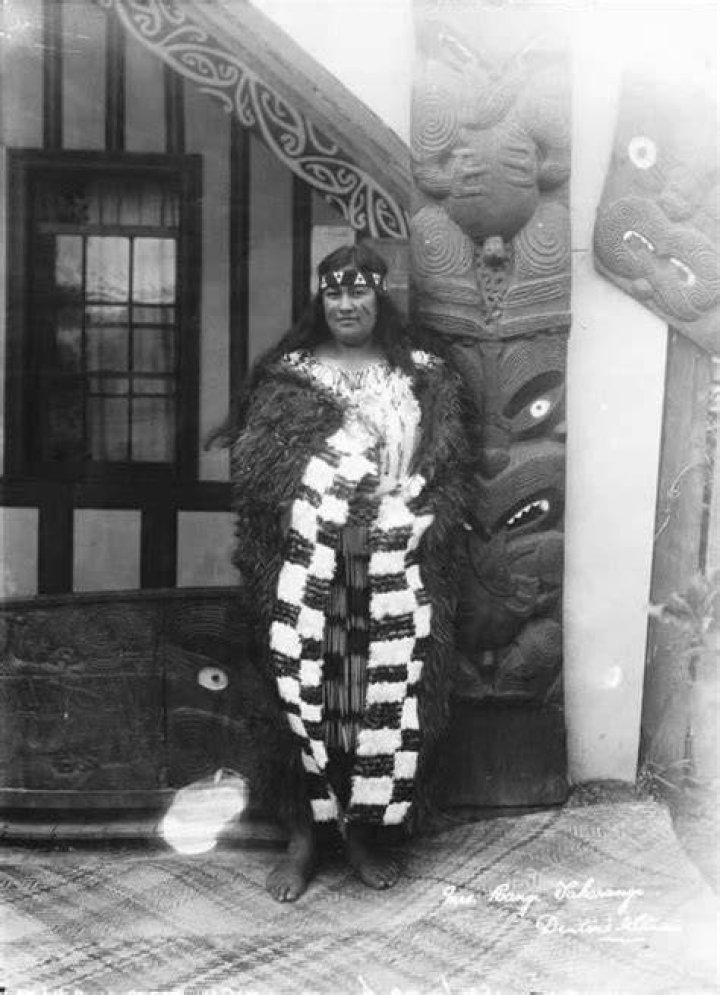 Rangitaamo Tiahuia Takarangi (1901-1992) on her 19th birthday in 1920 at Putiki Marae.