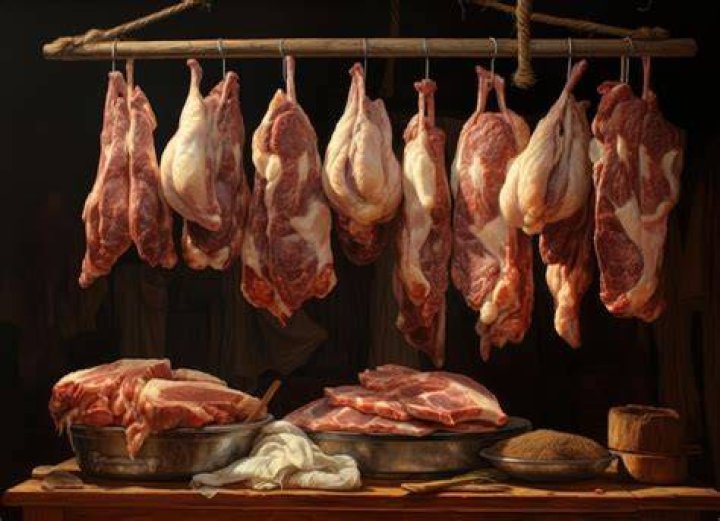 Raw meats on Butcher's shop. Stock Image raw meats on butchers shop stock image