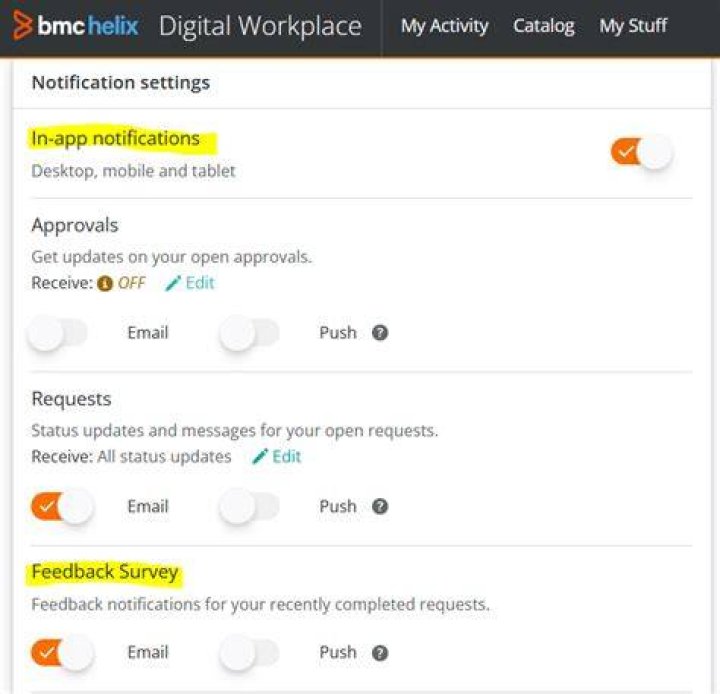 Setting up the My Stuff page - Documentation for BMC Digital Workplace Advanced 18.02