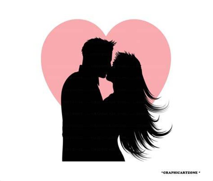 Silhouette of couple kissing at sunset on the beach