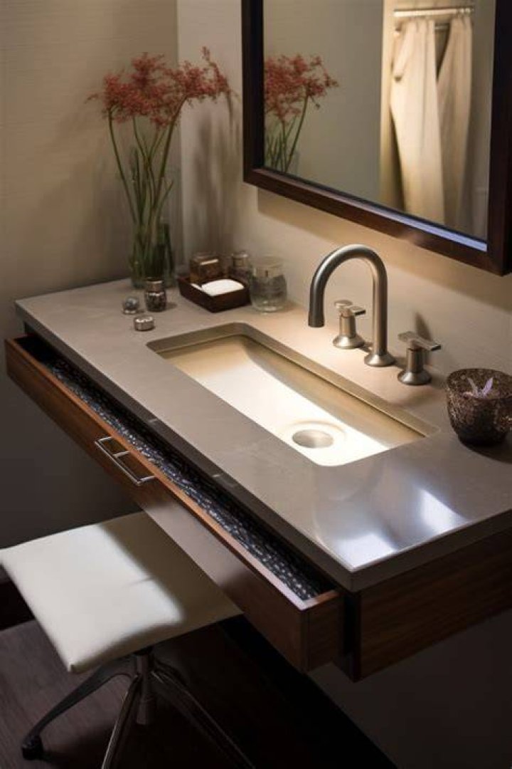 Table In Bathroom At Home