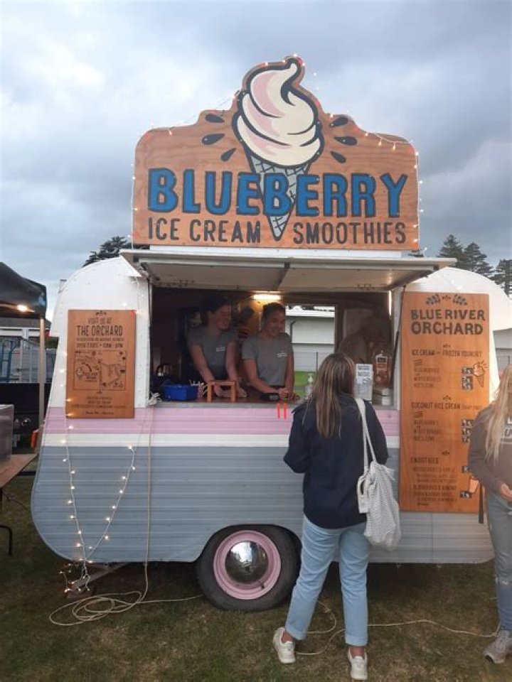 The Blue River Orchard caravan serves up blueberry icecream, frozen yogurt and coconut icecream made with blueberries from Justin Topzand and Buffy McNicholas&rsquo; blueberry orchard.