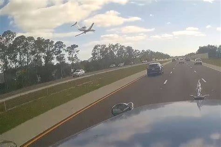 The dashcam footage captures the moment the truck slams into the back of the car in front. Photo / via Daily Mail