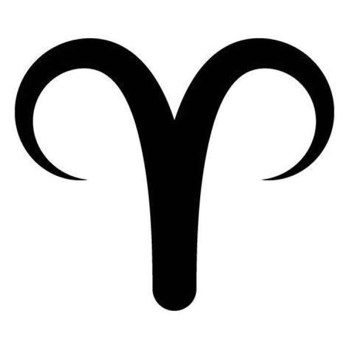 The symbol for the aries zodiac sign, which resembles a ram.