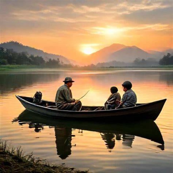 Three people on a boat.