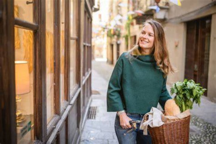 Tourist in Italian town, Varallo, Piedmont