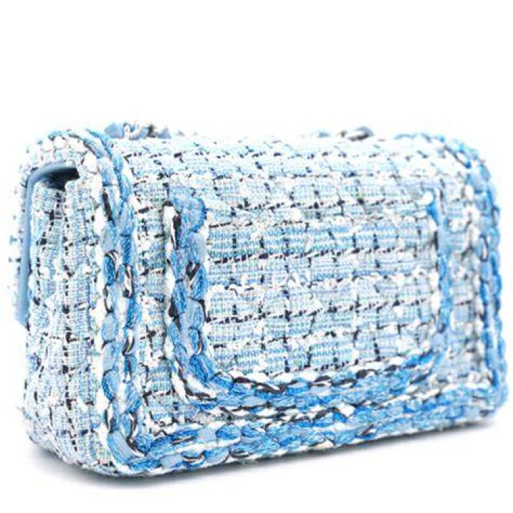 Tweed Quilted Mini Rectangular Flap White Red