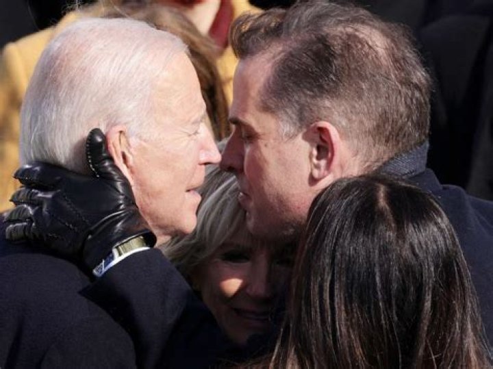 US President Joe Biden hugs first lady Jill Biden, as his son Hunter Biden and daughter Ashley Biden look on after the president was sworn-in during the 59th presidential inauguration. Photo / AP